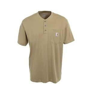 Carhartt Henley Pocket T-Shirt Mens 2XL Tan Short Sleeve K193TNS Workwear Cotton